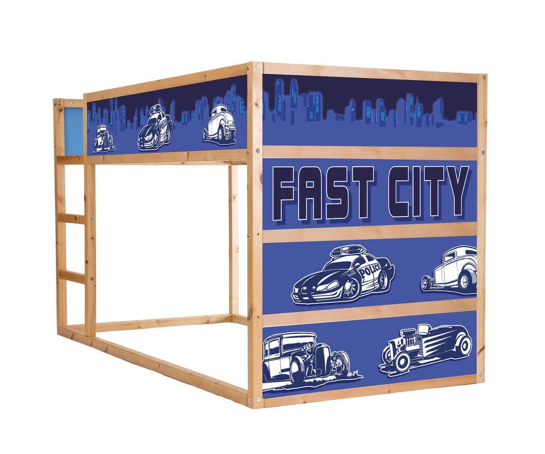 Fast City Cars Möbelsticker / Aufkleber für KURA von IKEA - IM203