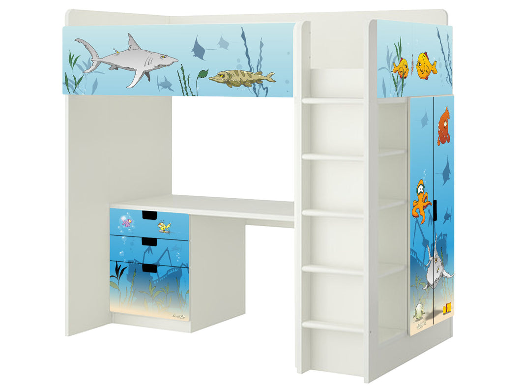 Unterwasserwelt Möbelfolie für IKEA STUVA / SMASTAD Hochbett SH07