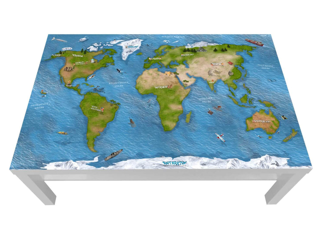 Weltkarte Aufkleber für IKEA LACK Couchtisch 118 x 78 - LCG15