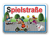 Lade das Bild in den Galerie-Viewer, Hinweisschild / Warnschild &quot;Spielstraße&quot; - HWS04 - auf stabiler 3 mm Aludibondplatte - Maße: 400 x 600 mm
