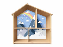 Lade das Bild in den Galerie-Viewer, &quot;Rainbow Mountain&quot; Aufkleber PHF07 für das Puppenhaus IKEA FLISAT als Toniebox-Regal
